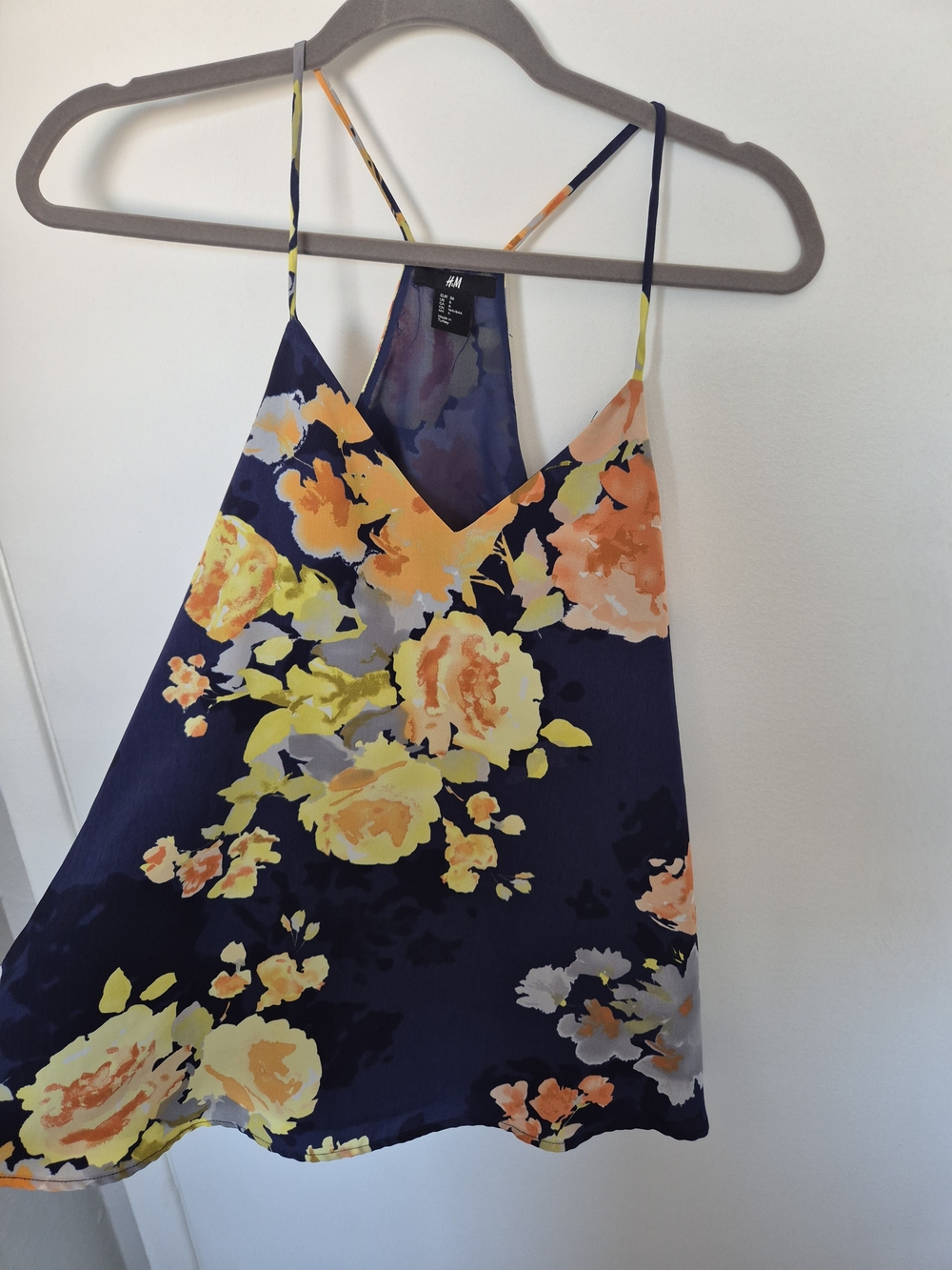 H&M Navy Floral V-Neck Cami Top